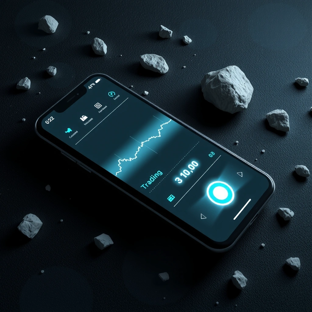 Simulador de juego móvil con interfaz futurista